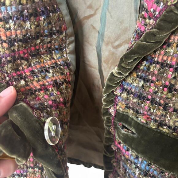 Cynthia Steffe Tweed Velvet Trim Cropped Jacket Made in USA L - Picture 8 of 8